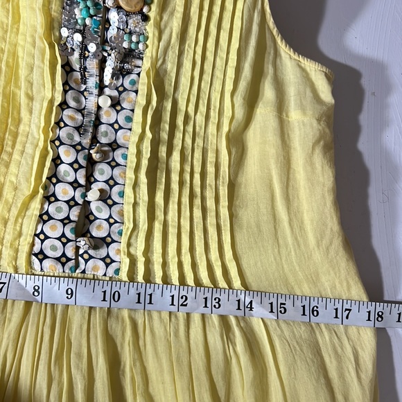 Ryu Boho Yellow Shift Above Knee Sleeveless Cotton Mini Dress hand-Embroidered - Picture 15 of 15